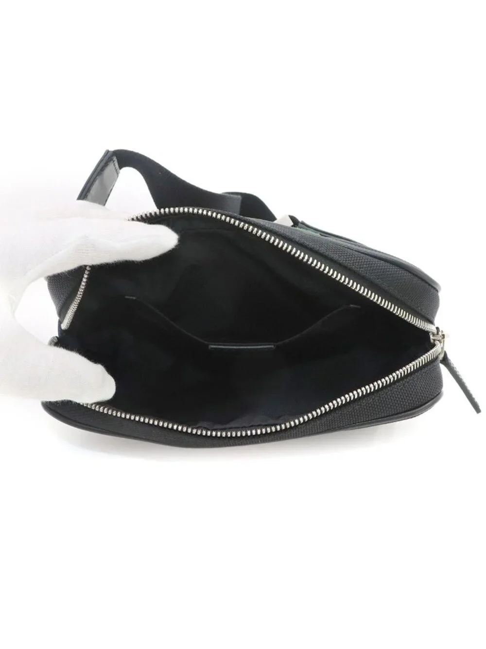 Gucci Sherry Line Belt Bag Canvas Leather Black Silver